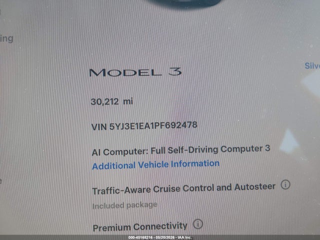 Продаж на аукціоні авто 2023 Tesla Model 3 Rear-wheel Drive, vin: 5YJ3E1EA1PF692478, номер лоту: 45168216