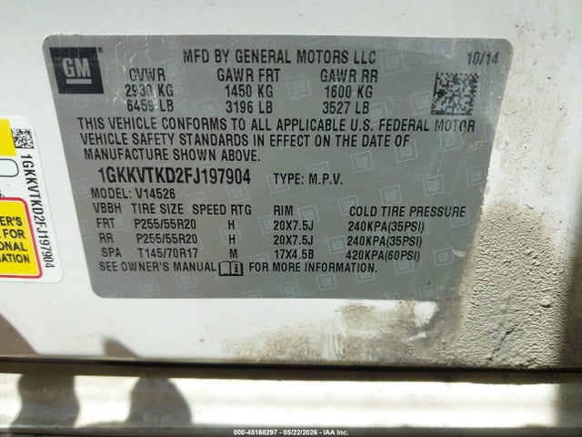 GMC Acadia Denali 2015 1GKKVTKD2FJ197904 Image 9