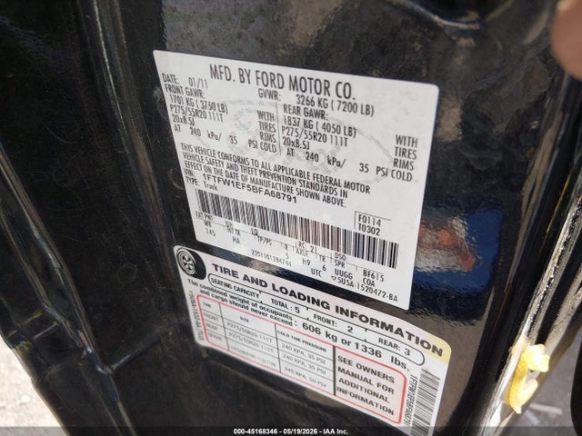 Aukcja sprzedaży 2011 Ford F-150 Lariat, vin: 1FTFW1EF5BFA68791, numer aukcji: 45168346