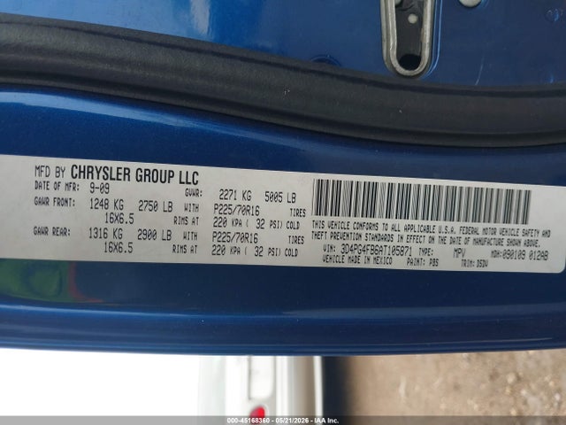 45168360 :رقم المزاد ، 3D4PG4FB6AT105871 vin ، 2010 Dodge Journey Se مزاد بيع