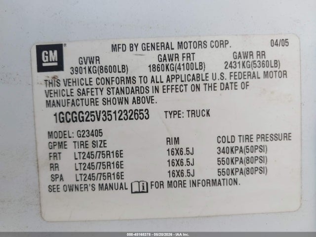 Продажа на аукционе авто 2007 Chevrolet Express Work Van, vin: 1GCGG25V371225690, номер лота: 45168378