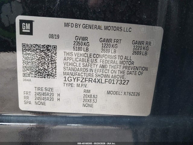 1GYFZFR4XLF017327 Cadillac Xt4 Awd Sport