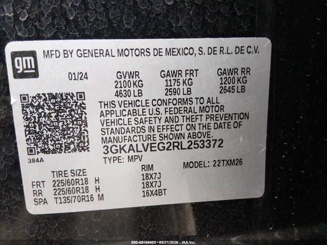 Продаж на аукціоні авто 2024 Gmc Terrain Awd Slt, vin: 3GKALVEG2RL253372, номер лоту: 45168403