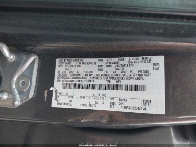 1FMCU9J91EUB82919 Ford Escape Titanium