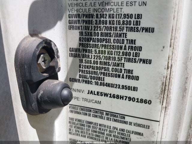 45168474 :رقم المزاد ، JALE5W168H7901860 vin ، 2017 Isuzu Nqr Dsl Reg At مزاد بيع