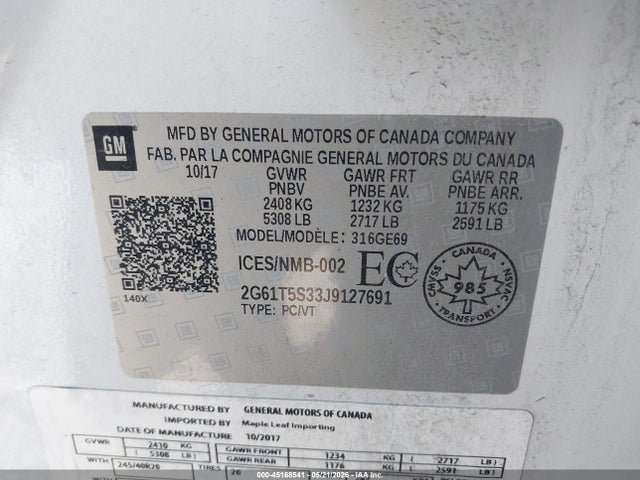 Продажа на аукционе авто 2018 Cadillac Xts Platinum, vin: 2G61T5S33J9127691, номер лота: 45168541