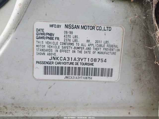 45168551 :رقم المزاد ، JNKCA31A3YT108754 vin ، 2000 Infiniti I30 Luxury/touring مزاد بيع