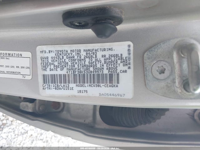 Продажа на аукционе авто 2003 Toyota Camry Xle V6, vin: 4T1BF30K53U049973, номер лота: 45168559