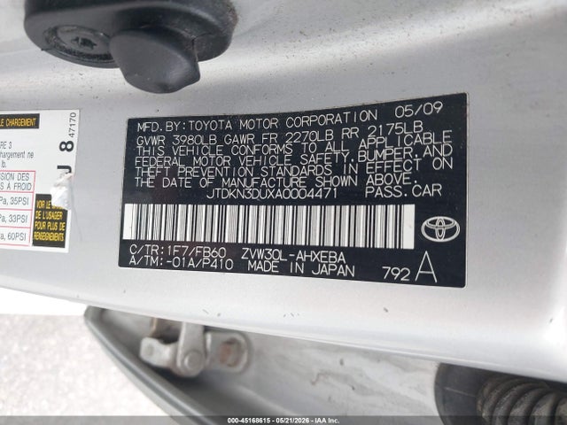 Aukcja sprzedaży 2010 Toyota Prius Iii, vin: JTDKN3DUXA0004471, numer aukcji: 45168615