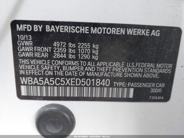 45168656 :رقم المزاد ، WBA5A5C5XED501840 vin ، 2014 Bmw 528i مزاد بيع