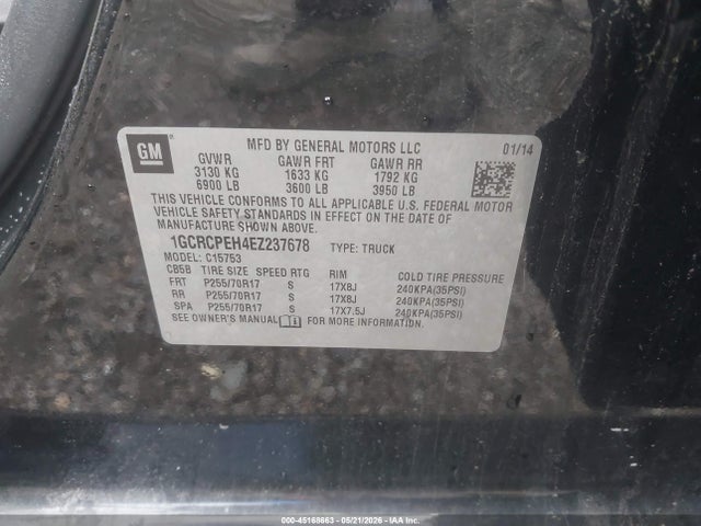 45168663 :رقم المزاد ، 1GCRCPEH4EZ237678 vin ، 2014 Chevrolet Silverado 1500 Work Truck 2wt مزاد بيع