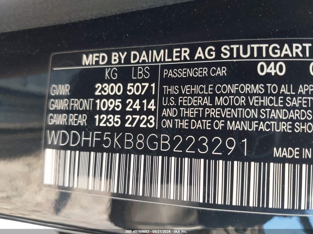 2016 Mercedes-benz E 350 მანქანა იყიდება აუქციონზე, vin: WDDHF5KB8GB223291, აუქციონის ნომერი: 45168682