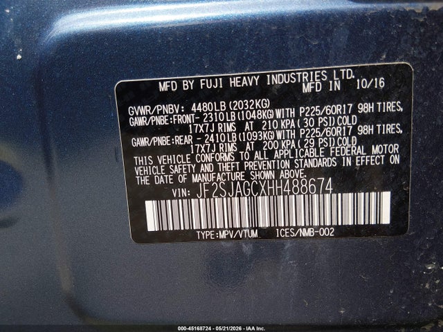 Subaru Forester 2.5i Premium 2017 JF2SJAGCXHH488674 Image 9