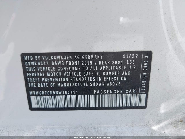 WVWG87CD9NW162311 Volkswagen Golf Gti 2.0t S