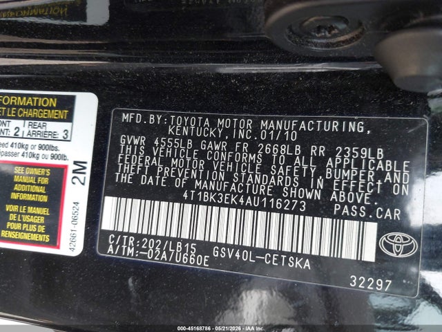 Aukcja sprzedaży 2010 Toyota Camry Se V6, vin: 4T1BK3EK4AU116273, numer aukcji: 45168786