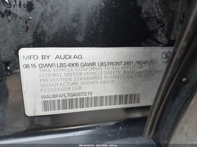 Aukcja sprzedaży 2016 Audi A4 2.0t Premium, vin: WAUBFAFL7GA007219, numer aukcji: 45168789