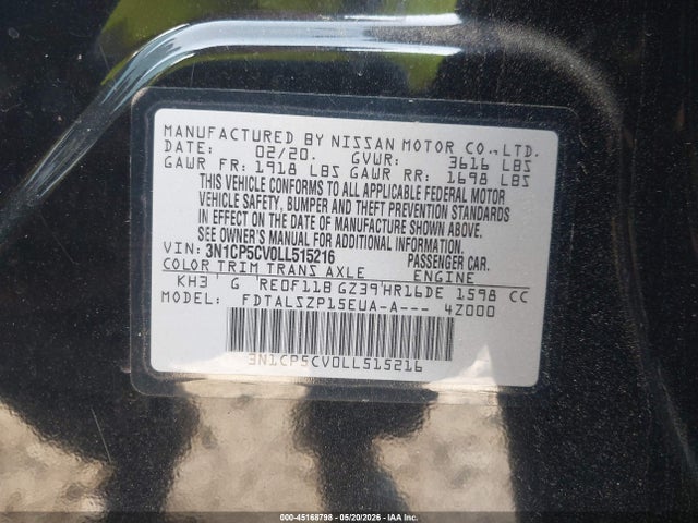 Aukcja sprzedaży 2020 Nissan Kicks Sv Xtronic Cvt, vin: 3N1CP5CV0LL515216, numer aukcji: 45168798