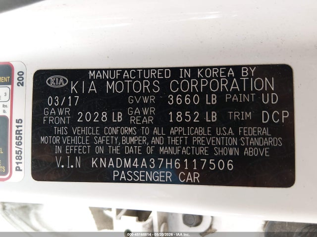 KIA RIO LX 2017 KNADM4A37H6117506 Image 9