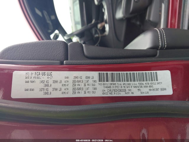 45168839 :رقم المزاد ، 1C4RJFBG2HC863328 vin ، 2017 Jeep Grand Cherokee Limited 4x4 مزاد بيع