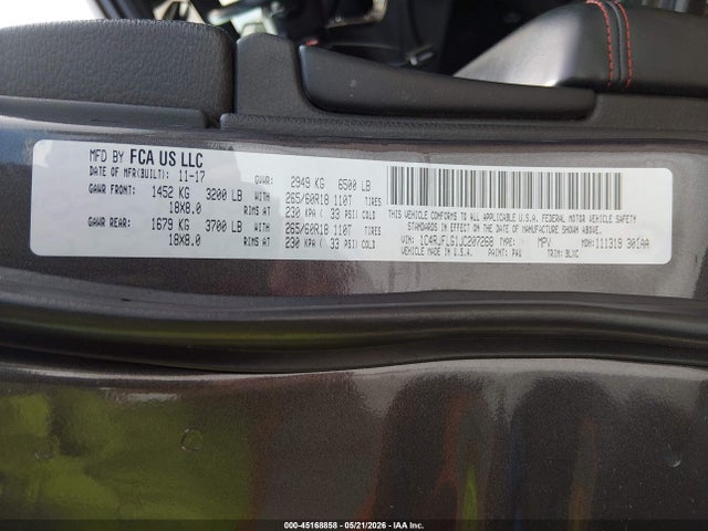 Продажа на аукционе авто 2018 Jeep Grand Cherokee Trailhawk 4x4, vin: 1C4RJFLG1JC207268, номер лота: 45168858