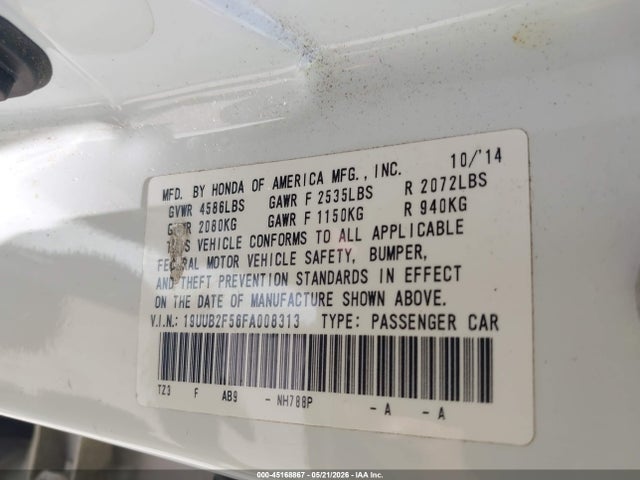 Aukcja sprzedaży 2015 Acura Tlx V6 Tech, vin: 19UUB2F56FA008313, numer aukcji: 45168867