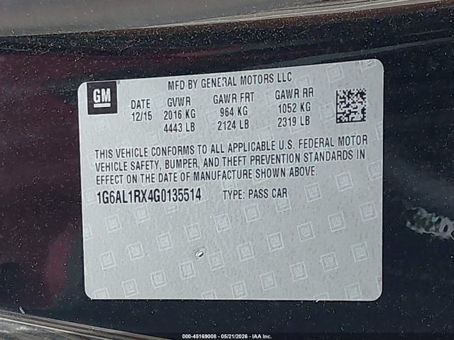 Продаж на аукціоні авто 2016 Cadillac Ats Premium Collection, vin: 1G6AL1RX4G0135514, номер лоту: 45169008