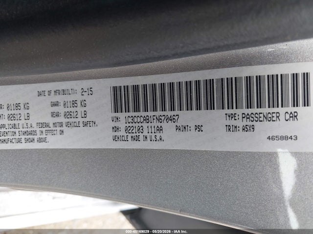 Chrysler 200 Limited 2015 1C3CCCAB1FN670467 Image 9