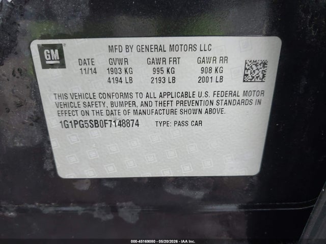 Продаж на аукціоні авто 2015 Chevrolet Cruze Ltz, vin: 1G1PG5SB0F7148874, номер лоту: 45169080