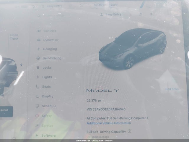 45169108 :رقم المزاد ، 7SAYGDEE0PA164645 vin ، 2023 Tesla Model Y Awd/long Range Dual Motor All-wheel Drive مزاد بيع