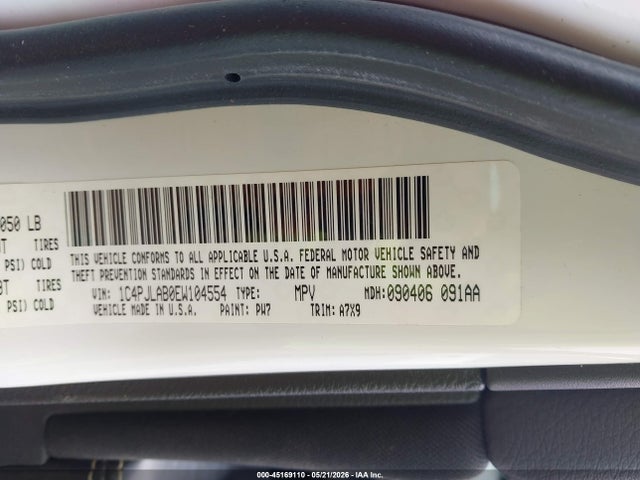 45169110 :رقم المزاد ، 1C4PJLAB0EW104554 vin ، 2014 Jeep Cherokee Sport مزاد بيع