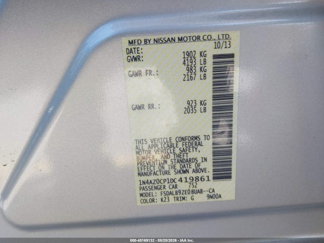Продаж на аукціоні авто 2013 Nissan Leaf S, vin: 1N4AZ0CP1DC419861, номер лоту: 45169132