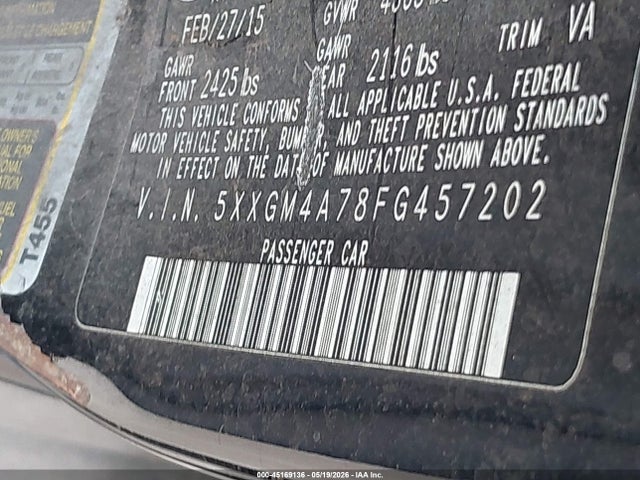 5XXGM4A78FG457202 KIA Optima Lx