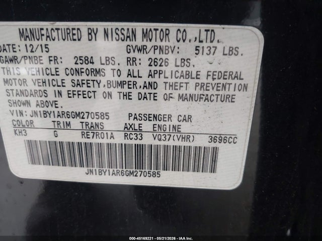 Продажа на аукционе авто 2016 Infiniti Q70 3.7x, vin: JN1BY1AR6GM270585, номер лота: 45169221