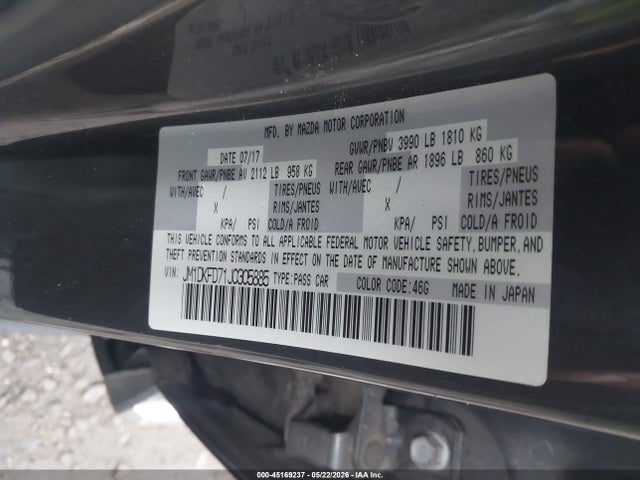 2018 Mazda Cx-3 Grand Touring მანქანა იყიდება აუქციონზე, vin: JM1DKFD71J0305885, აუქციონის ნომერი: 45169237