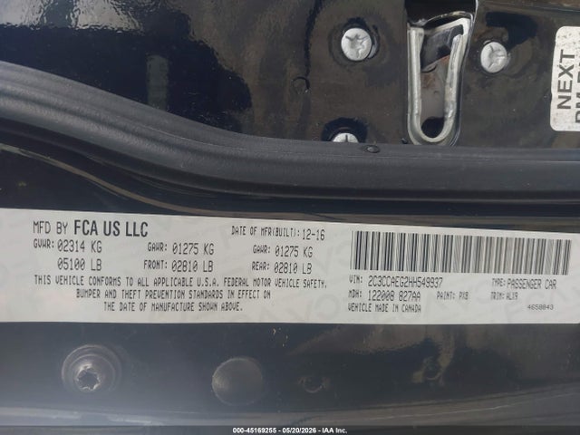 45169255 :رقم المزاد ، 2C3CCAEG2HH549937 vin ، 2017 Chrysler 300c مزاد بيع