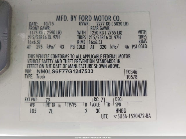 NM0LS6F77G1247533 Ford Transit Connect Xlt