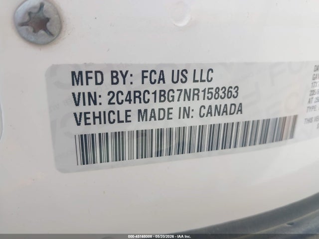 Продаж на аукціоні авто 2022 Chrysler Pacifica Touring L, vin: 2C4RC1BG7NR158363, номер лоту: 45169308