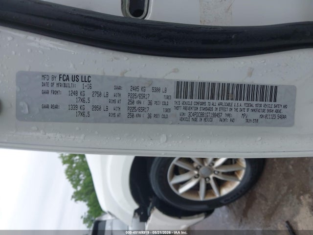 Продажа на аукционе авто 2016 Dodge Journey Sxt, vin: 3C4PDCBB1GT198457, номер лота: 45169319