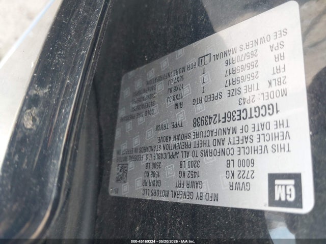 Продажа на аукционе авто 2015 Chevrolet Colorado Z71, vin: 1GCGTCE36F1243938, номер лота: 45169324