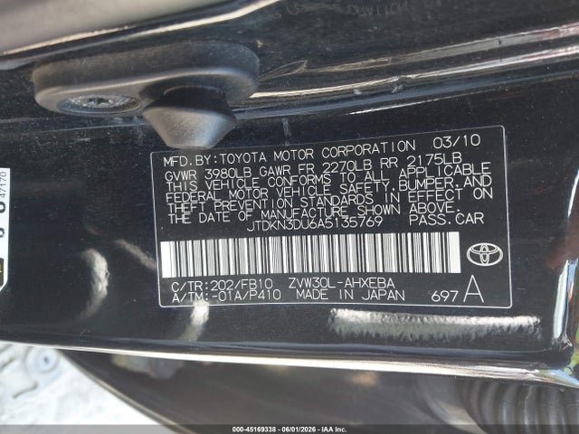 Продаж на аукціоні авто 2010 Toyota Prius Ii, vin: JTDKN3DU6A5135769, номер лоту: 45169338