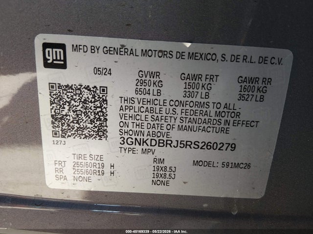 Продажа на аукционе авто 2024 Chevrolet Blazer Ev Eawd 2lt, vin: 3GNKDBRJ5RS260279, номер лота: 45169339