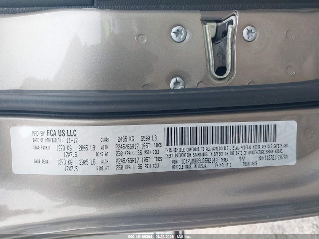 2018 Jeep Cherokee Trailhawk 4x4 მანქანა იყიდება აუქციონზე, vin: 1C4PJMBB9JD582143, აუქციონის ნომერი: 45169394