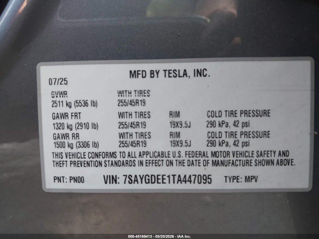 Tesla Model Y 2026 7SAYGDEE1TA447095 Image 9