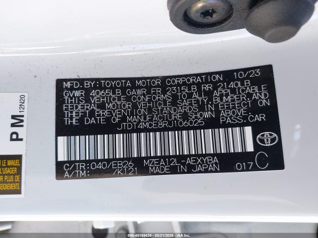 JTDT4MCE8RJ106025 Toyota Corolla Xse