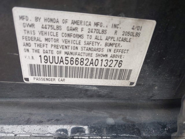 Продажа на аукционе авто 2002 Acura Tl 3.2, vin: 19UUA56682A013276, номер лота: 45169466