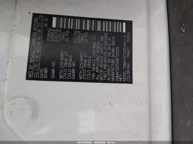 Продажа на аукционе авто 2016 Nissan Rogue S, vin: KNMAT2MTXGP710035, номер лота: 45169504