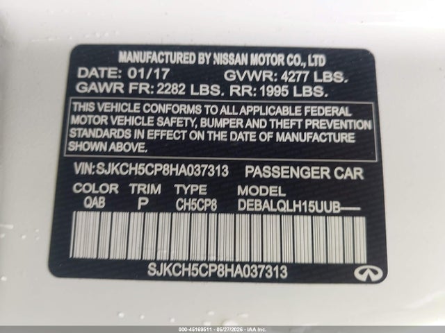 Продажа на аукционе авто 2017 Infiniti Qx30 Luxury, vin: SJKCH5CP8HA037313, номер лота: 45169511
