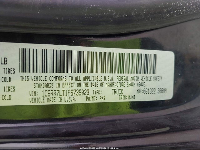 Aukcja sprzedaży 2015 Ram 1500 Outdoorsman, vin: 1C6RR7LT1FS739023, numer aukcji: 45169526
