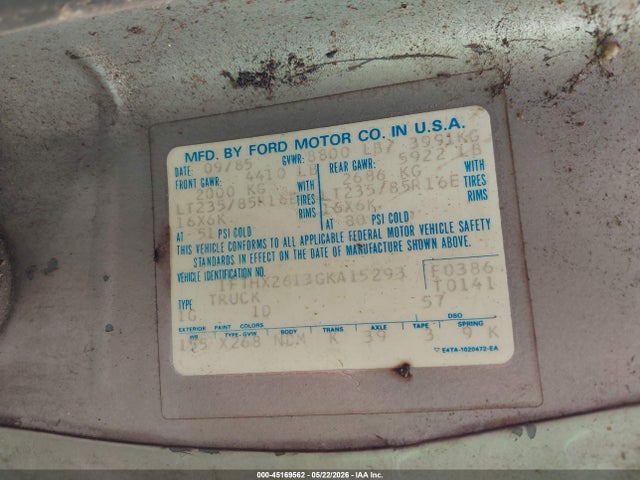 Продажа на аукционе авто 1986 Ford F250, vin: 1FTHX2613GKA15293, номер лота: 45169562