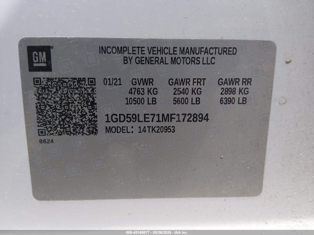 Продаж на аукціоні авто 2021 Gmc Sierra 2500hd 4wd  Long Bed, vin: 1GD59LE71MF172894, номер лоту: 45169577